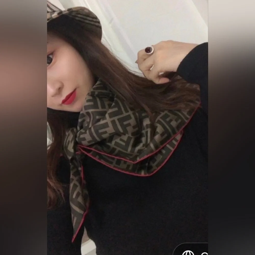 Brown and Black Patterned Scarf